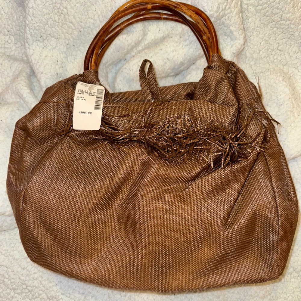 VINTAGE DOLCE & GABBANA Elegant Brown Handbag with Bamboo Handles